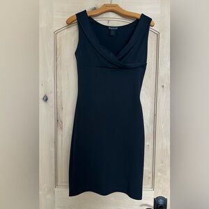 Vintage Bebe Black Surplice Empire Waist Bodycon Mini Dress